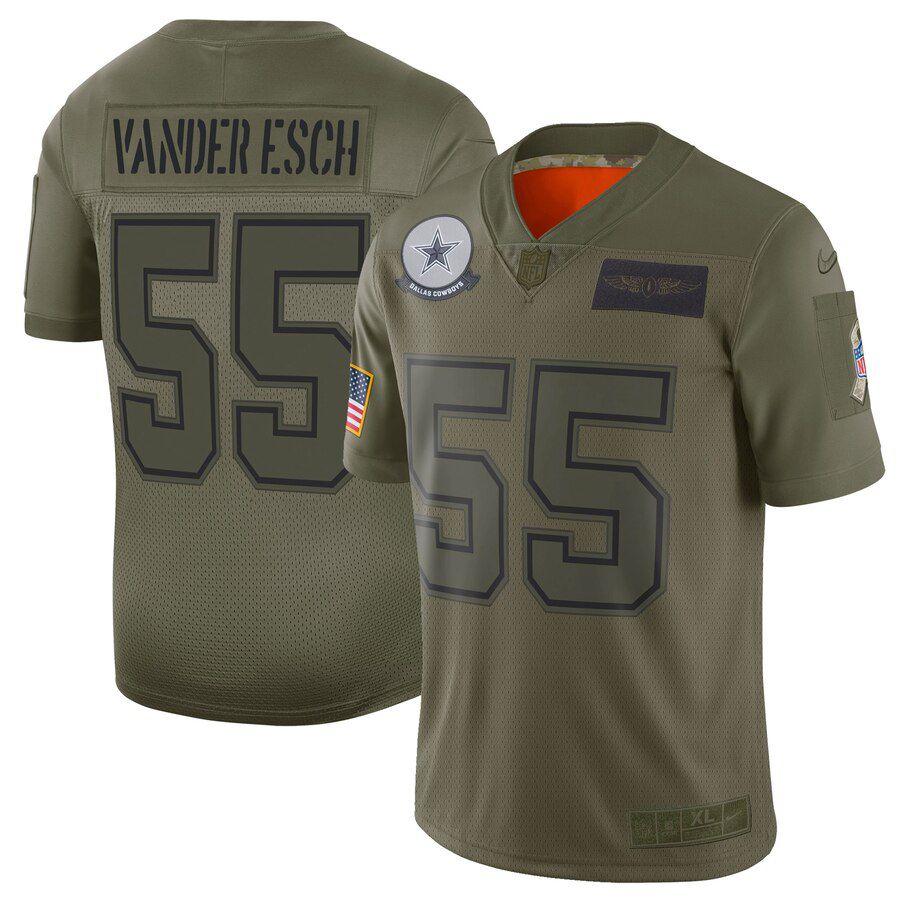 Men Dallas cowboys #55 Vander esch Green Nike Olive Salute To Service Limited NFL Jerseys